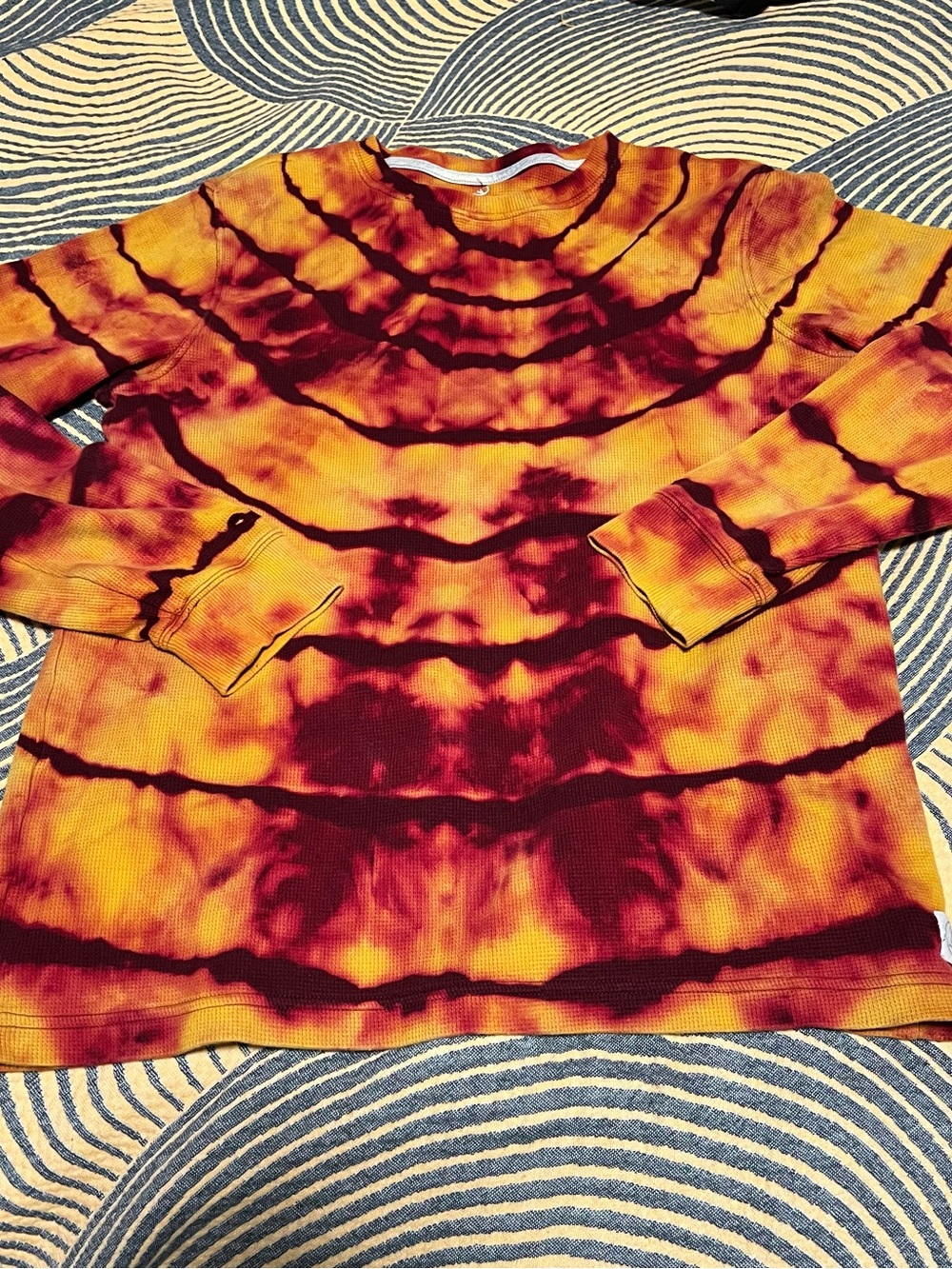 Long Sleeve Tie-Dye Shirt - Yellow & Burgundy Hand Dyed In Colorado
